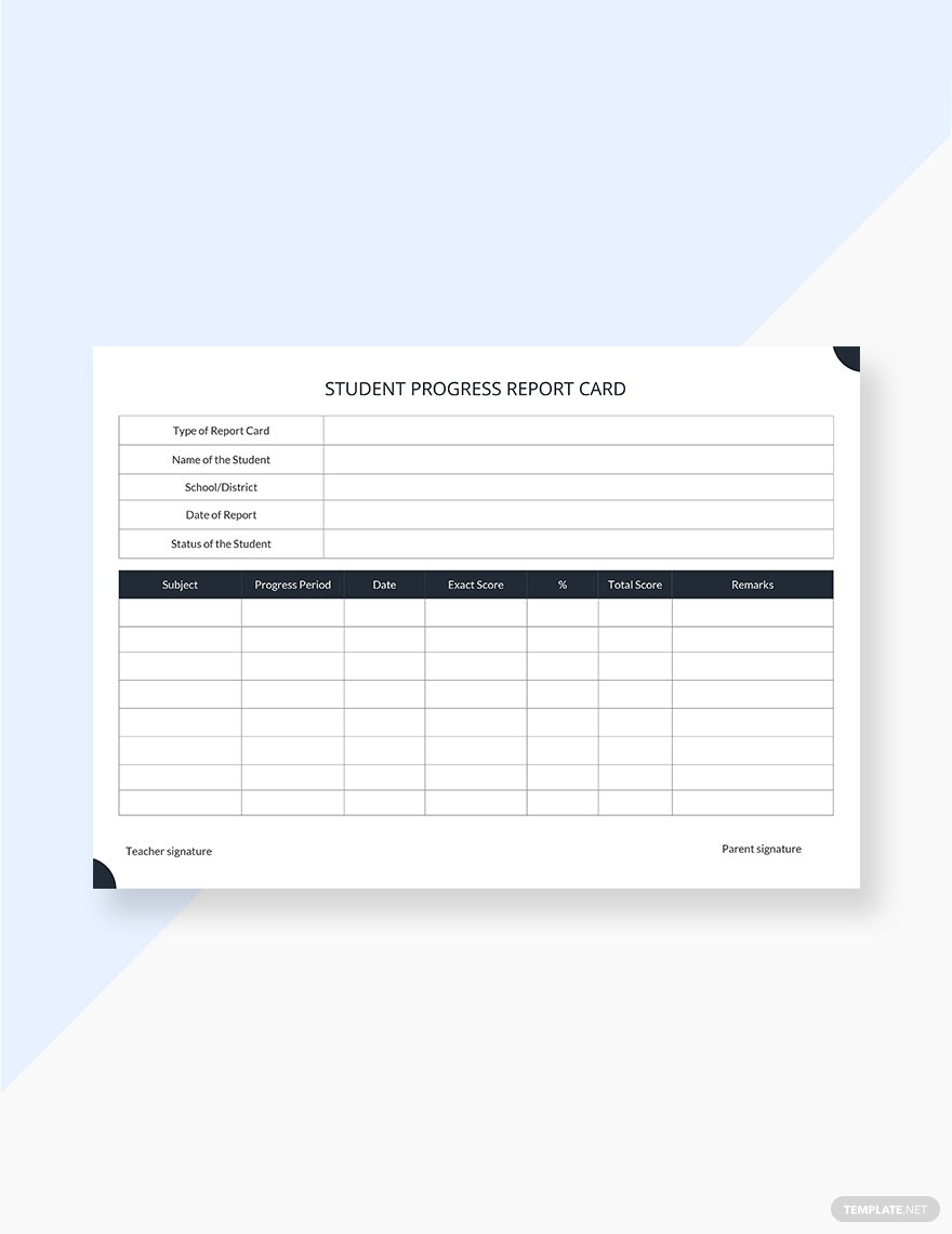 Simple Student Progress Report Card Template - Google Docs, Word  In School Progress Report Template