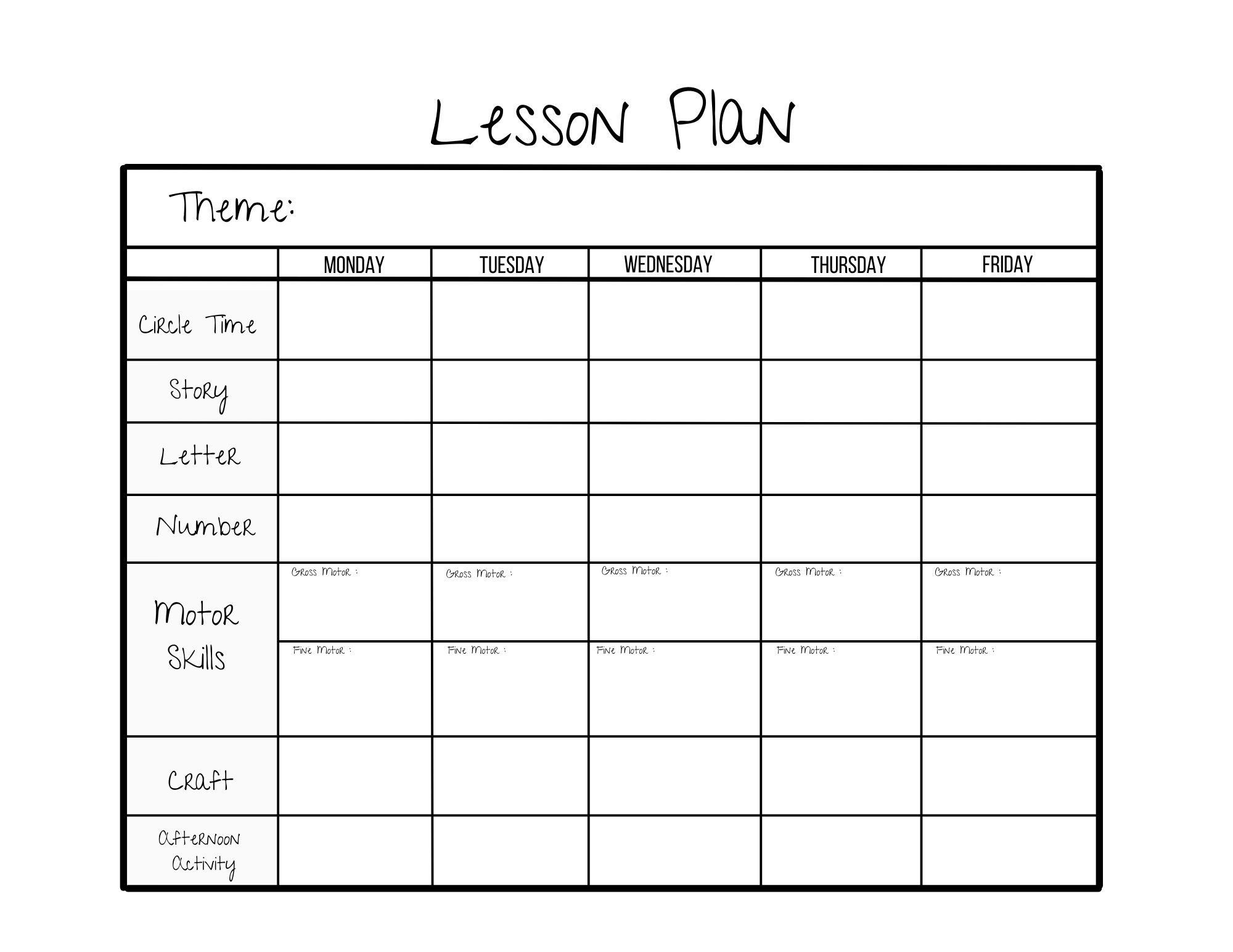 Simple Weekly Lesson Plan Template Preschool/PreK/ – Etsy