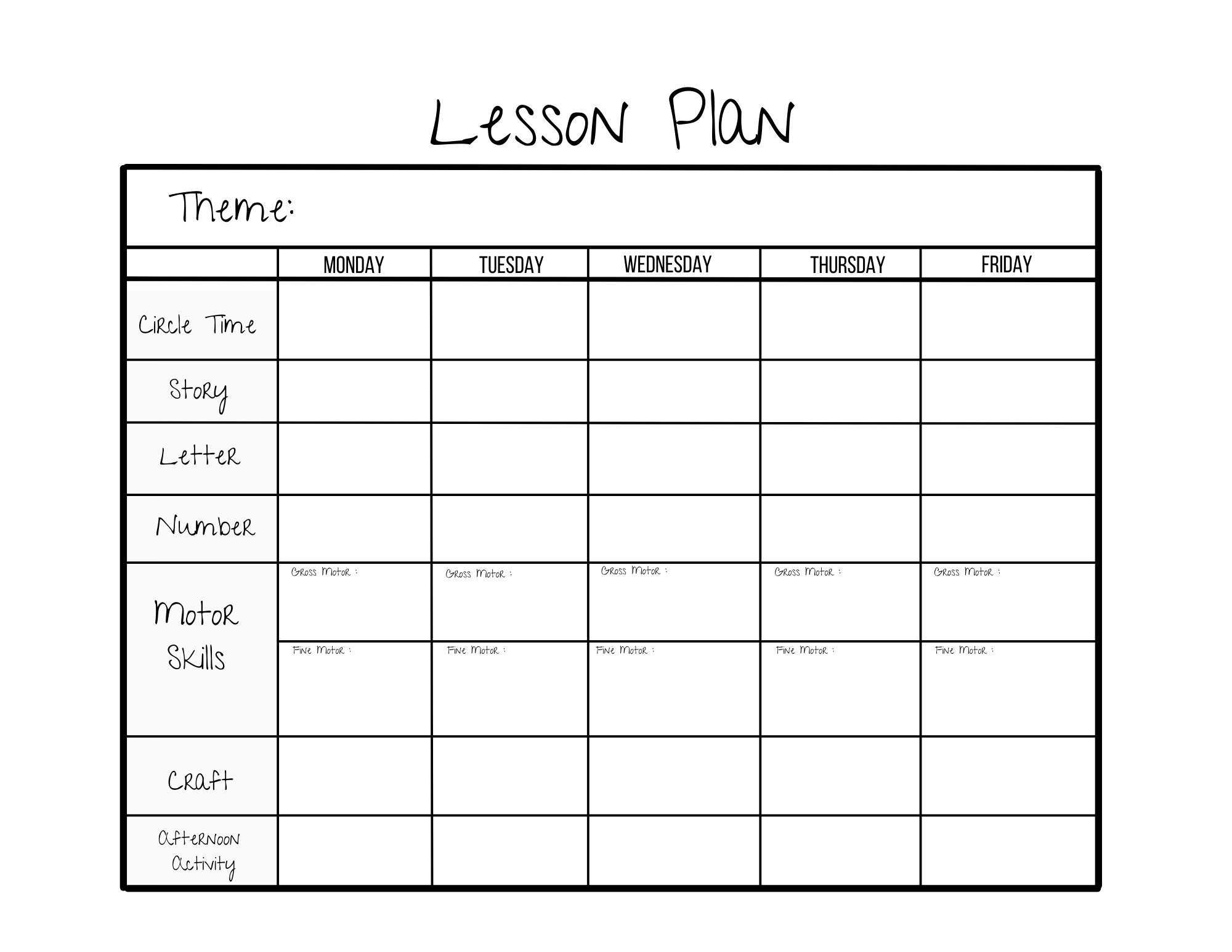 Simple Weekly Lesson Plan Template-Preschool/PreK/ - Etsy