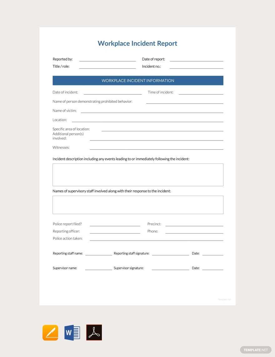 Simple Workplace Incident Report Template – Google Docs, Word  In Health And Safety Incident Report Form Template