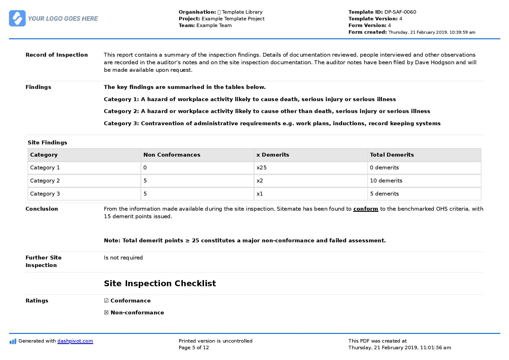 Site Inspection Report: Free template, sample and a proven format In Site Visit Report Template Free Download