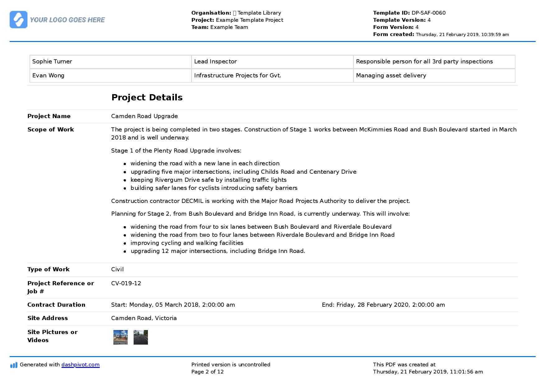 Site Inspection Report: Free template, sample and a proven format Regarding Engineering Inspection Report Template Site Inspection Report: Free template, sample and a proven format Regarding Engineering Inspection Report Template