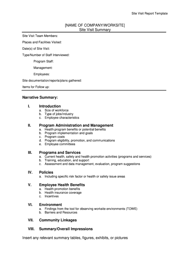 Site Visit Report Sample Pdf - Fill Online, Printable, Fillable