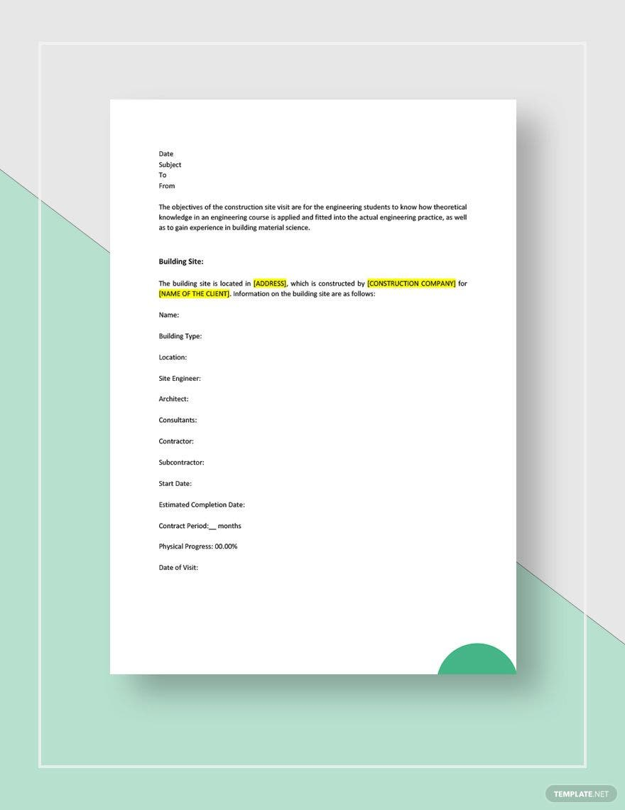 Site Visit Report Template - Google Docs, Word, Apple Pages  With Regard To Site Visit Report Template