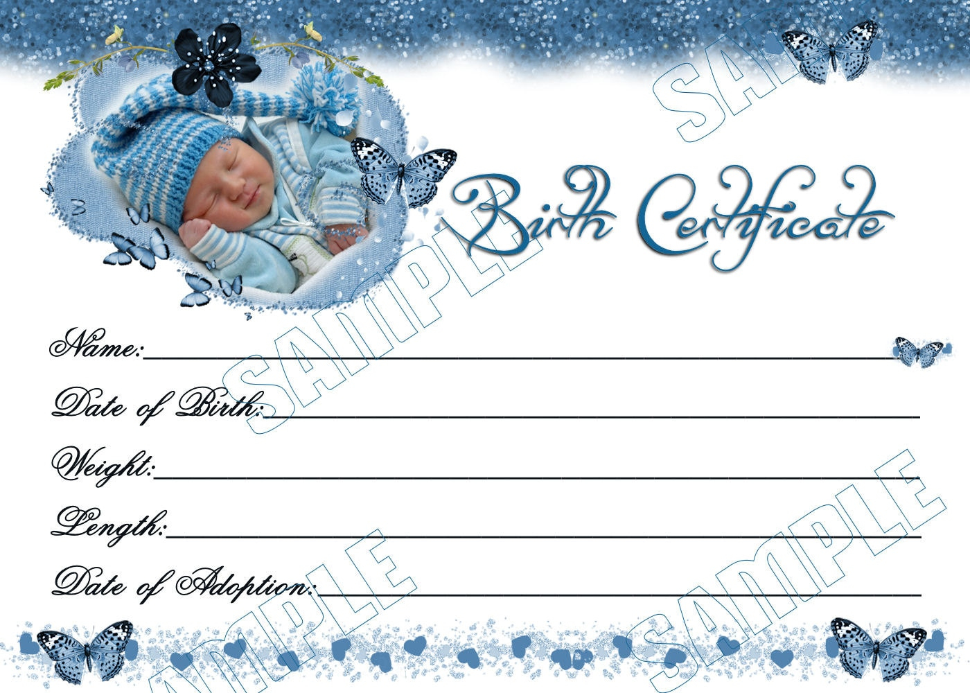 SLEEPY BOY Reborn Baby Doll Birth Certificate Instant Download - Etsy Inside Baby Doll Birth Certificate Template