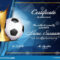 Soccer Certificate Diploma With Golden Cup Vector