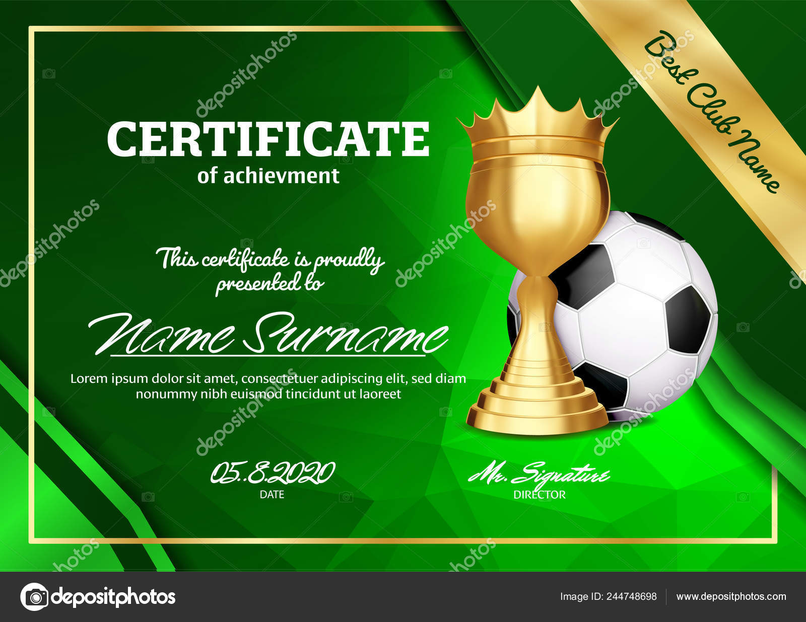 Soccer Certificate Template Stockvektoren, Lizenzfreie  Intended For Soccer Certificate Template