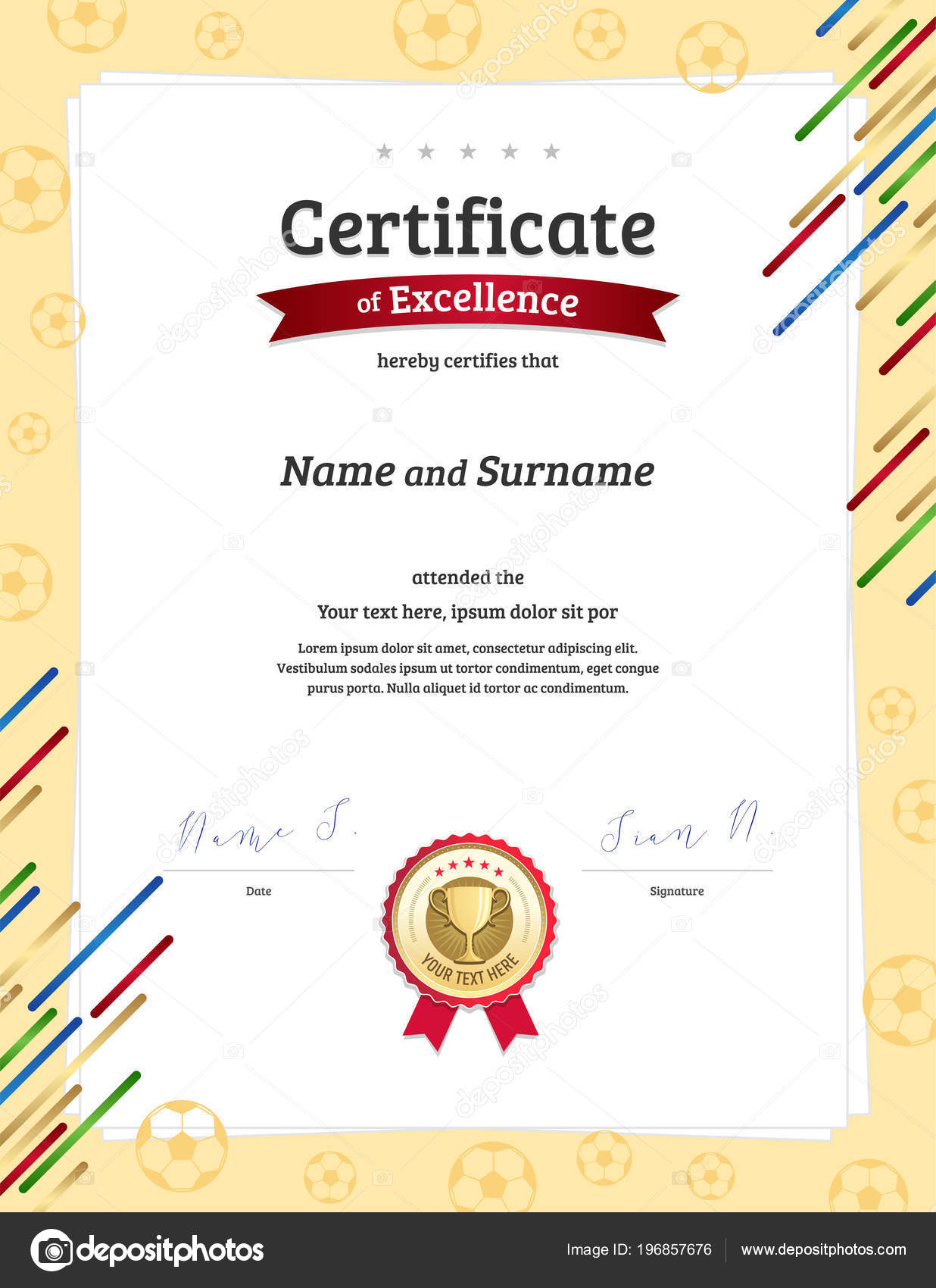 Soccer certificate template Stockvektoren, lizenzfreie  Regarding Athletic Certificate Template