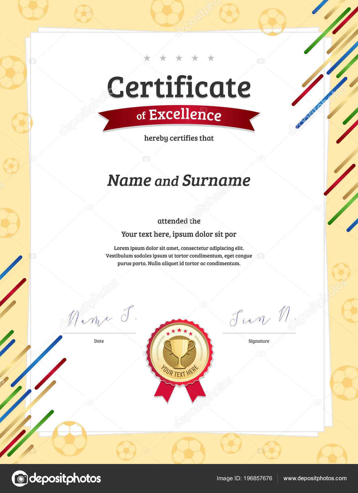 Soccer Certificate Template Stockvektoren, Lizenzfreie  Regarding Athletic Certificate Template