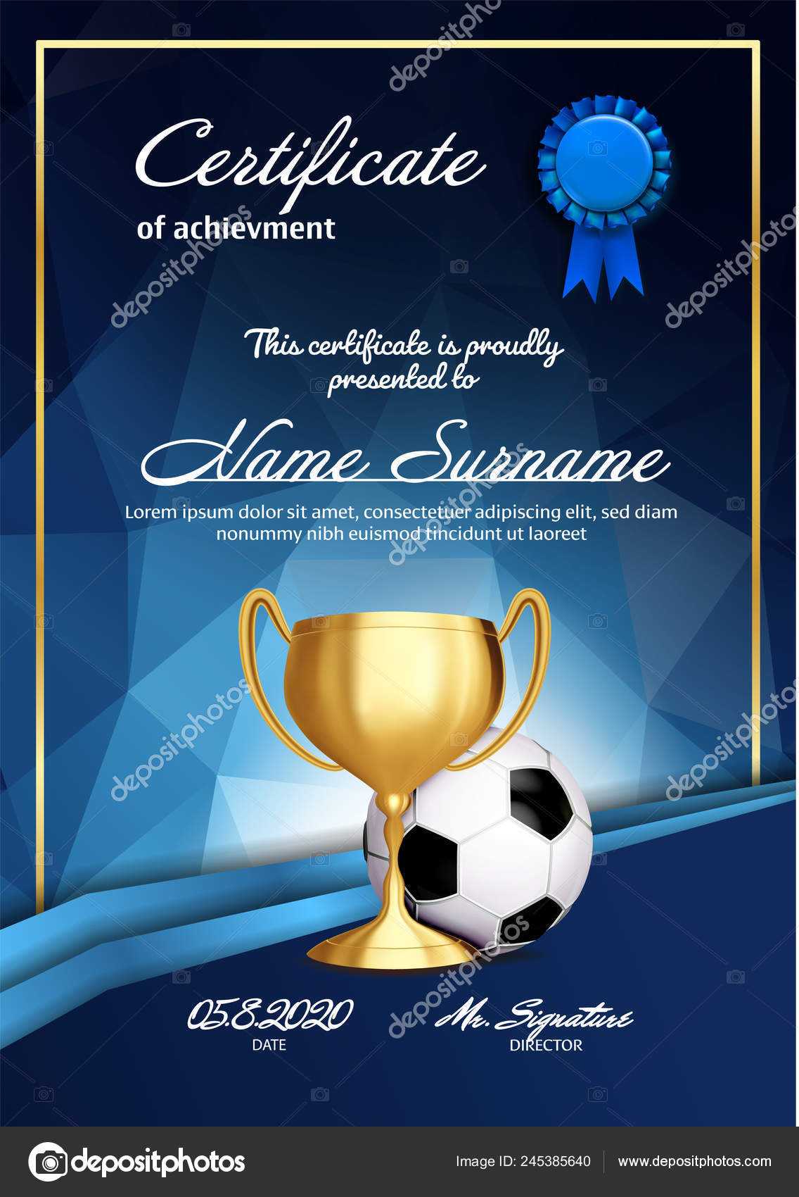 Soccer Certificate Template Stockvektoren, Lizenzfreie  Within Soccer Award Certificate Template