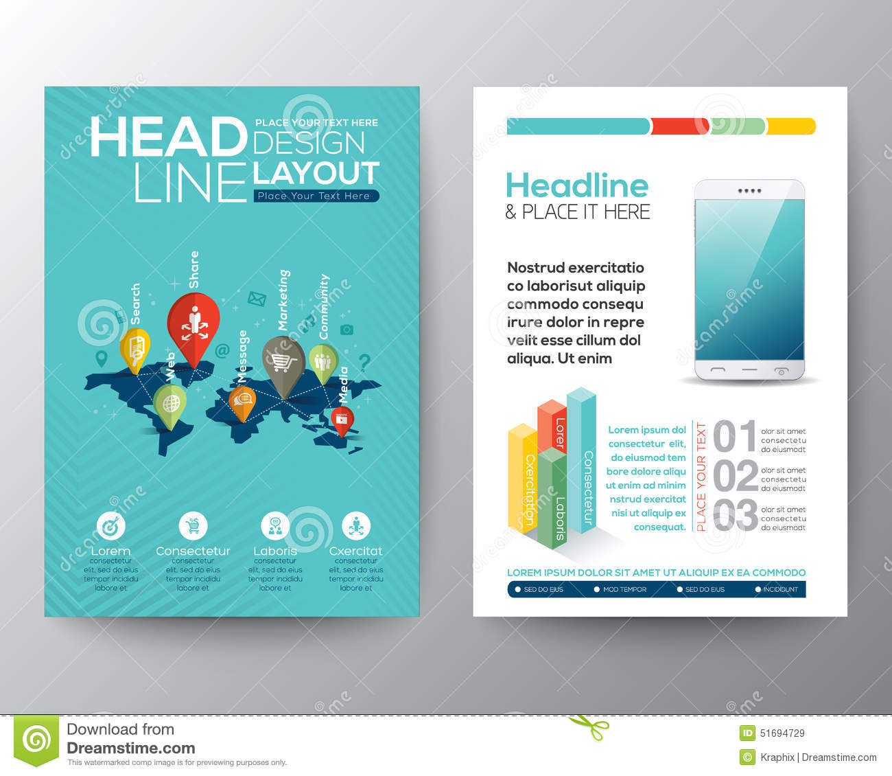 Social Network Concept Brochure Flyer Design Layout Template Stock  Throughout Social Media Brochure Template