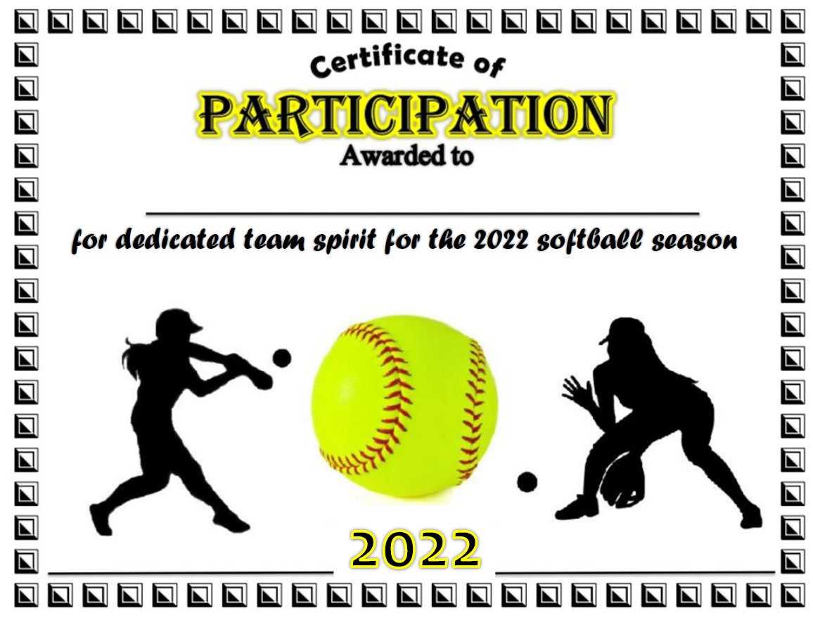 Softball Certificate – Etsy