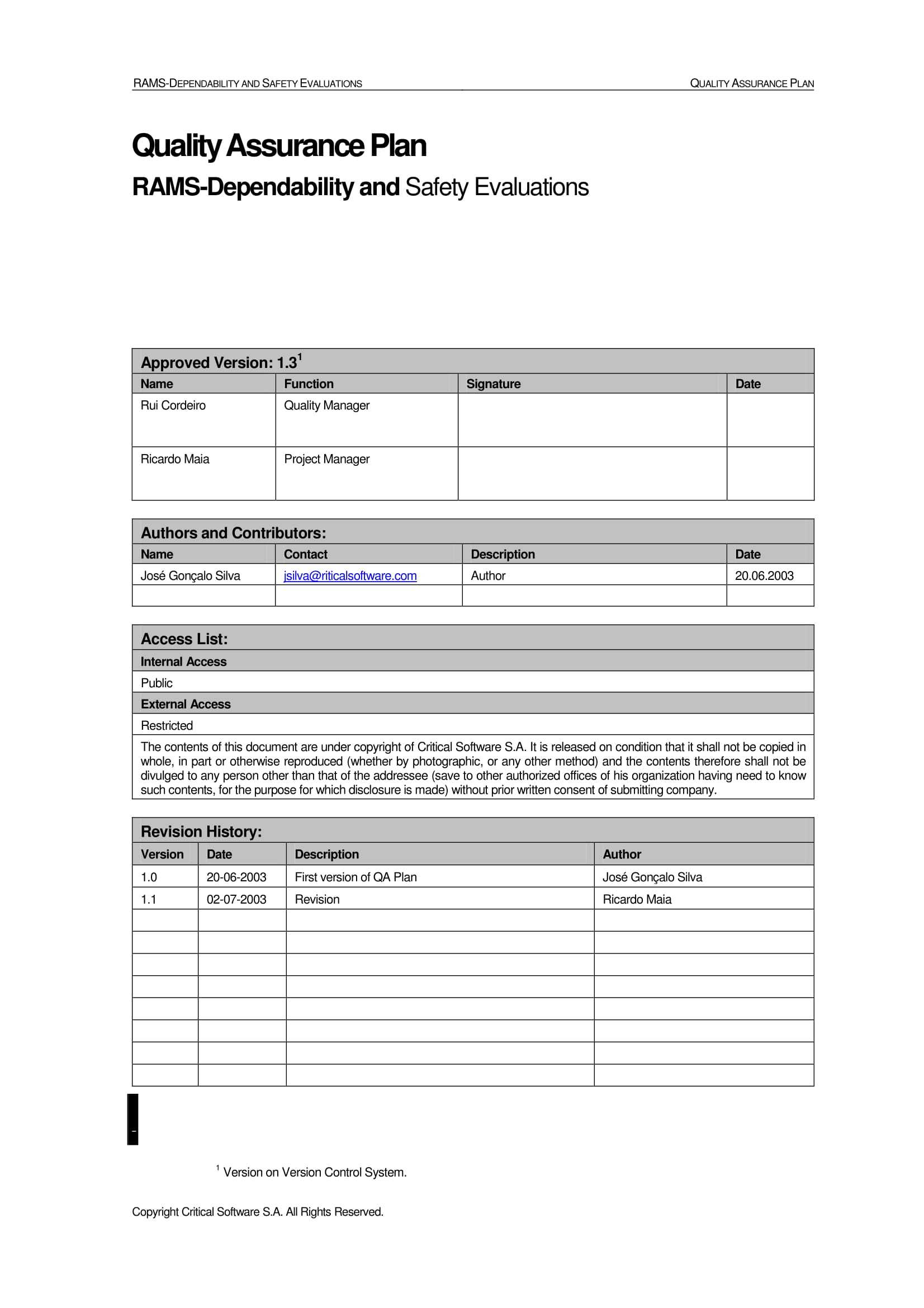 Software Quality Assurance Plan – 10+ Examples, Format, Pdf  Examples Inside Software Quality Assurance Report Template