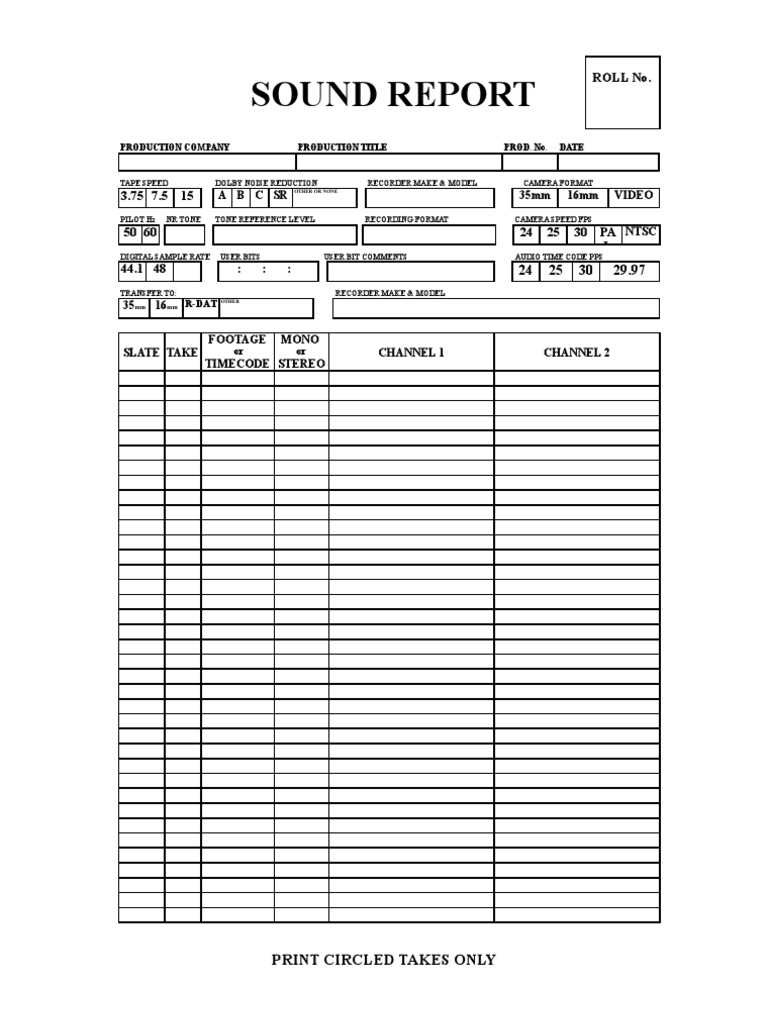 Sound Report  PDF In Sound Report Template