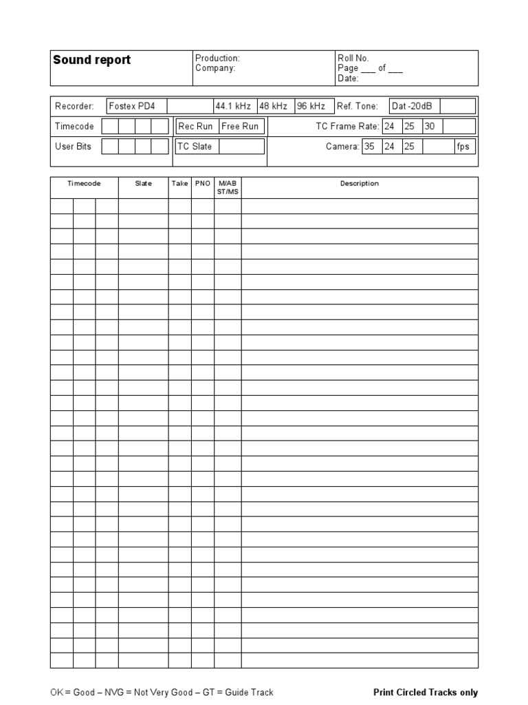 Sound Report  PDF With Sound Report Template