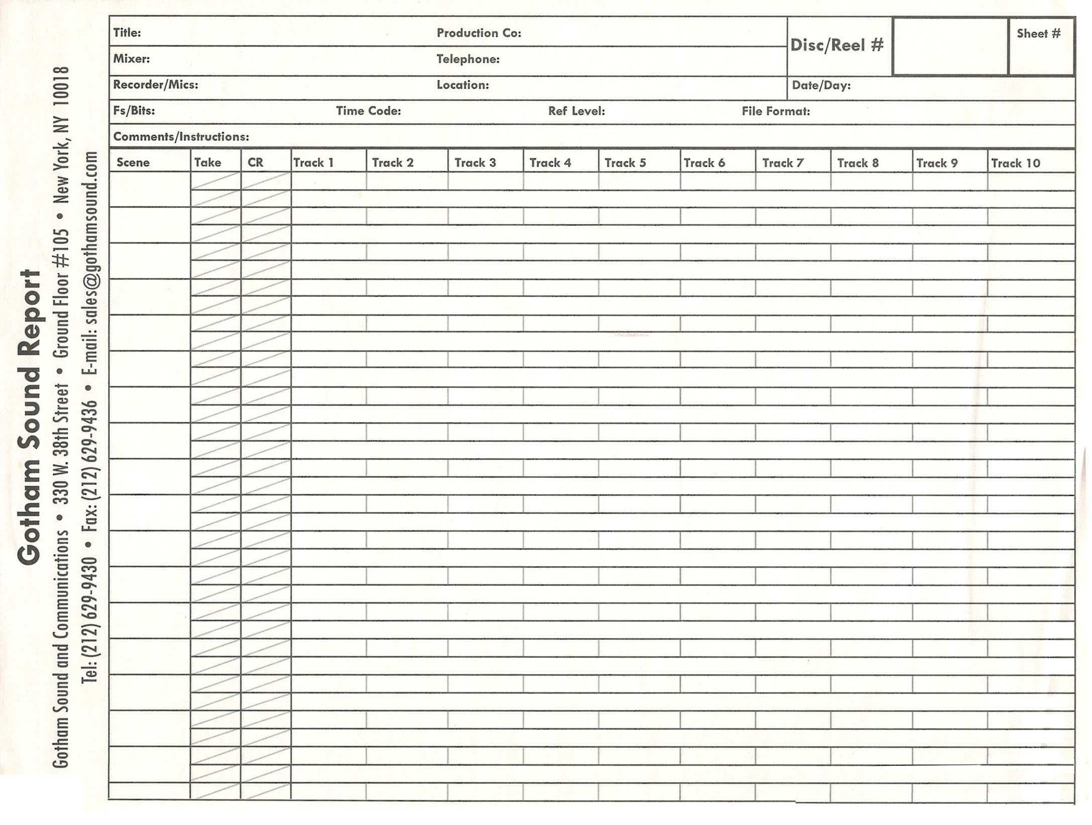 Sound Reports  Gotham Sound Regarding Sound Report Template