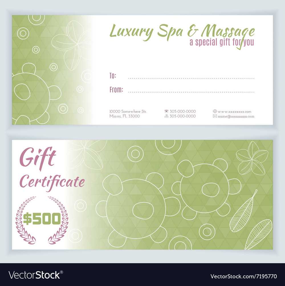 Spa Massage Gift Certificate Template Royalty Free Vector Pertaining To Massage Gift Certificate Template Free Download