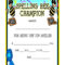 Spelling Bee Award Champion Certificate PDF  PDF