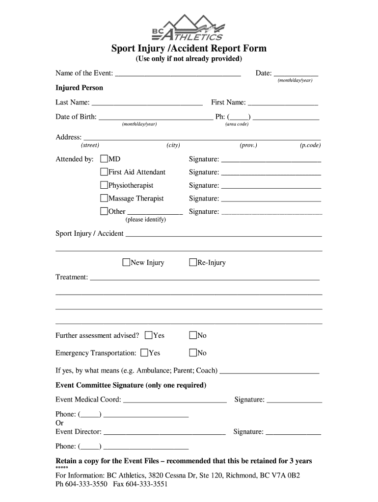 sport injury form: Fill out & sign online  DocHub