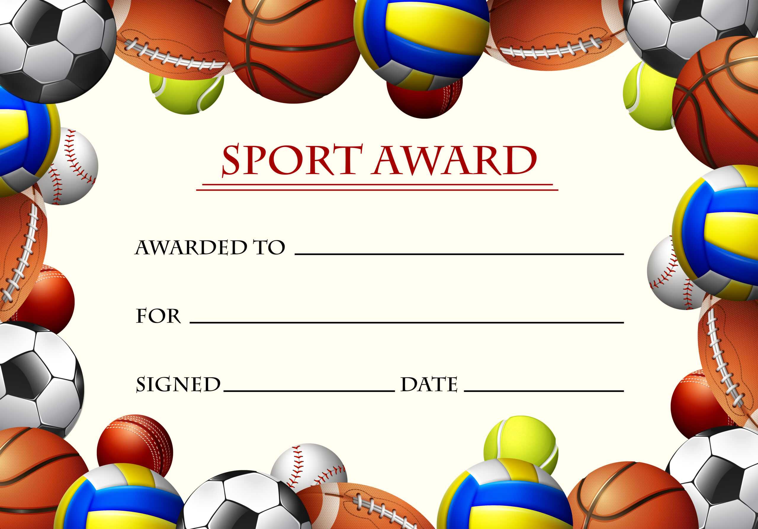 Sports Certificate Template Vector Art, Icons, And Graphics For  In Athletic Certificate Template