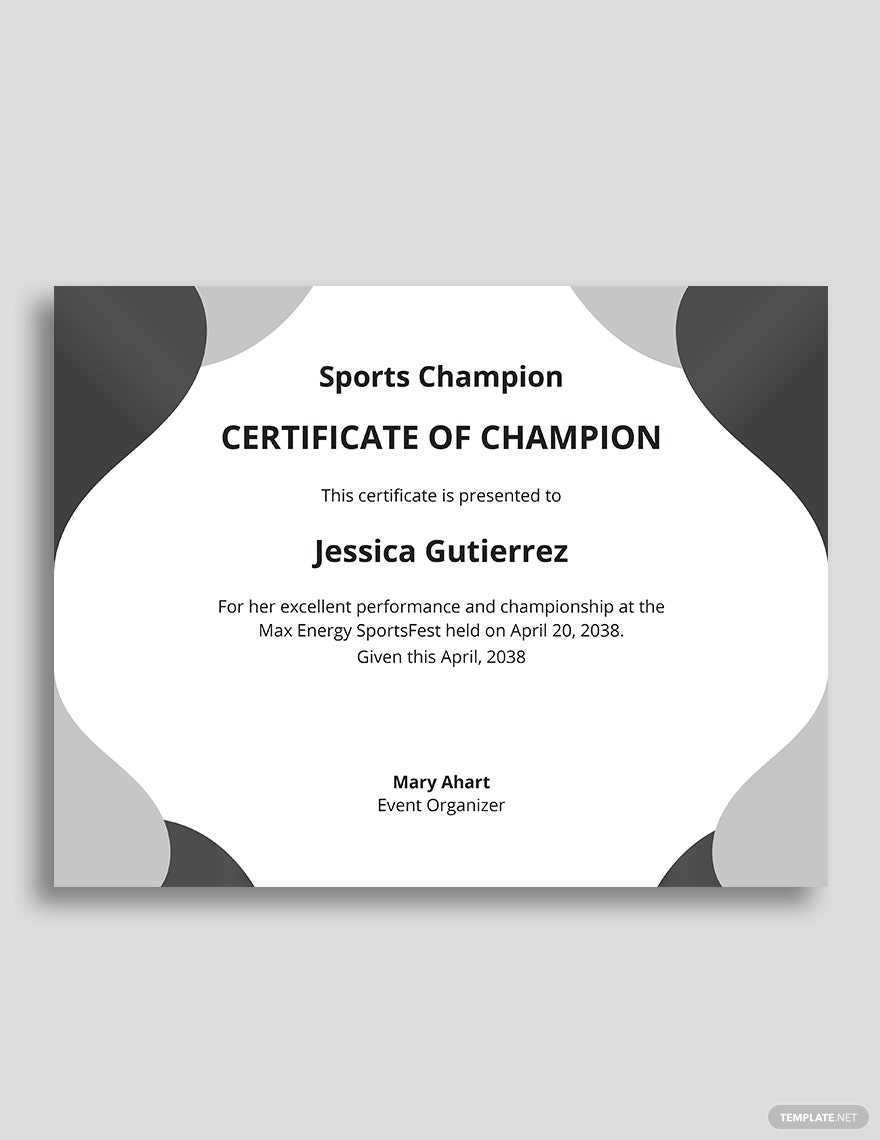 Sports Champion Certificate Template - Word Template Sports Champion Certificate Template - Word Template