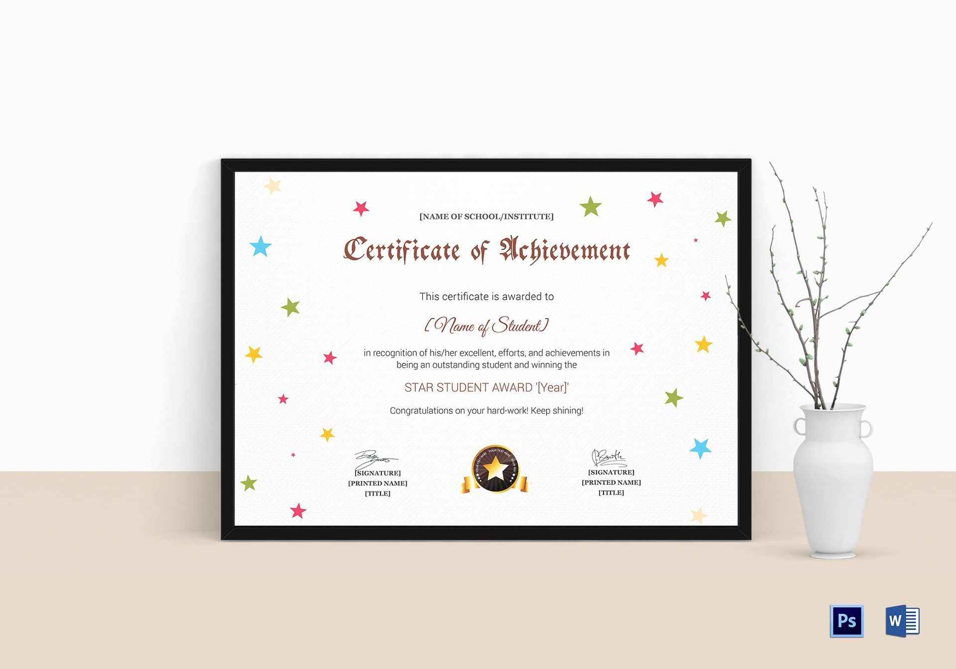 Star Achievement Certificate Design Template In PSD, Word Pertaining To Star Naming Certificate Template