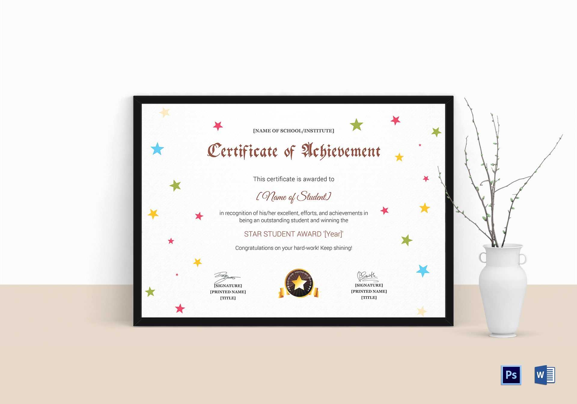 Star Achievement Certificate Design Template in PSD, Word Pertaining To Star Naming Certificate Template