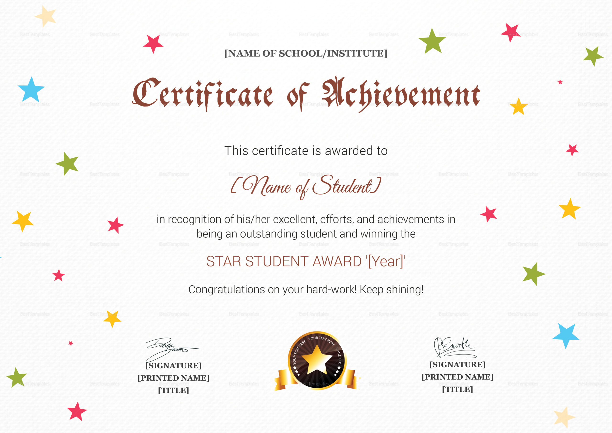 Star Achievement Certificate Design Template in PSD, Word Within Star Award Certificate Template