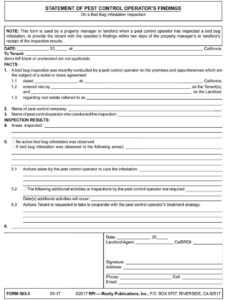 Pest Control Inspection Report Template - Rebeccachulew.com