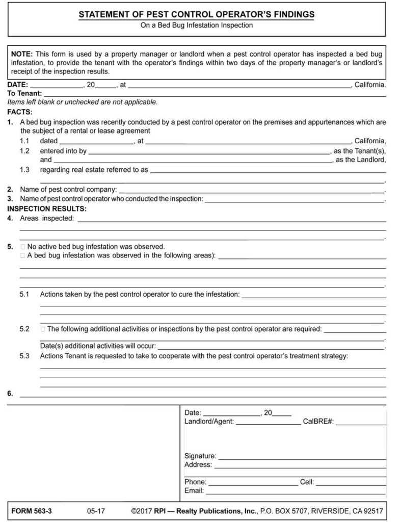 Pest Control Inspection Report Template - Rebeccachulew.com