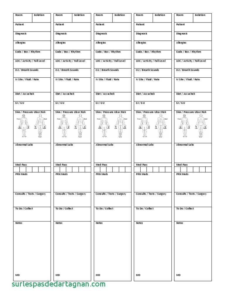 Stationery 10 Patient CNA/Tech/Nurse Brain Sheet Design & Templates  Pertaining To Charge Nurse Report Sheet Template