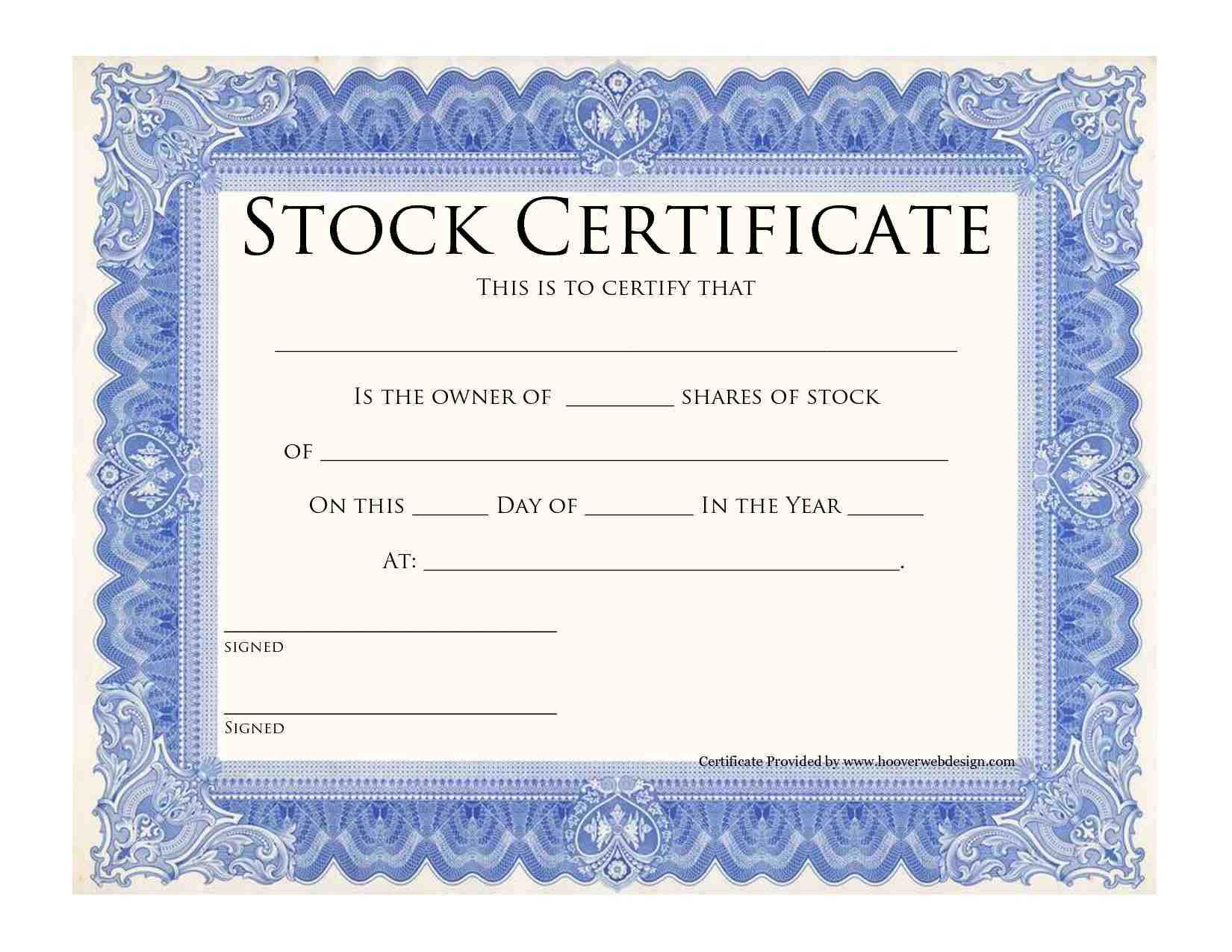 Stock Certificate Template  Eqvista For Share Certificate Template Pdf