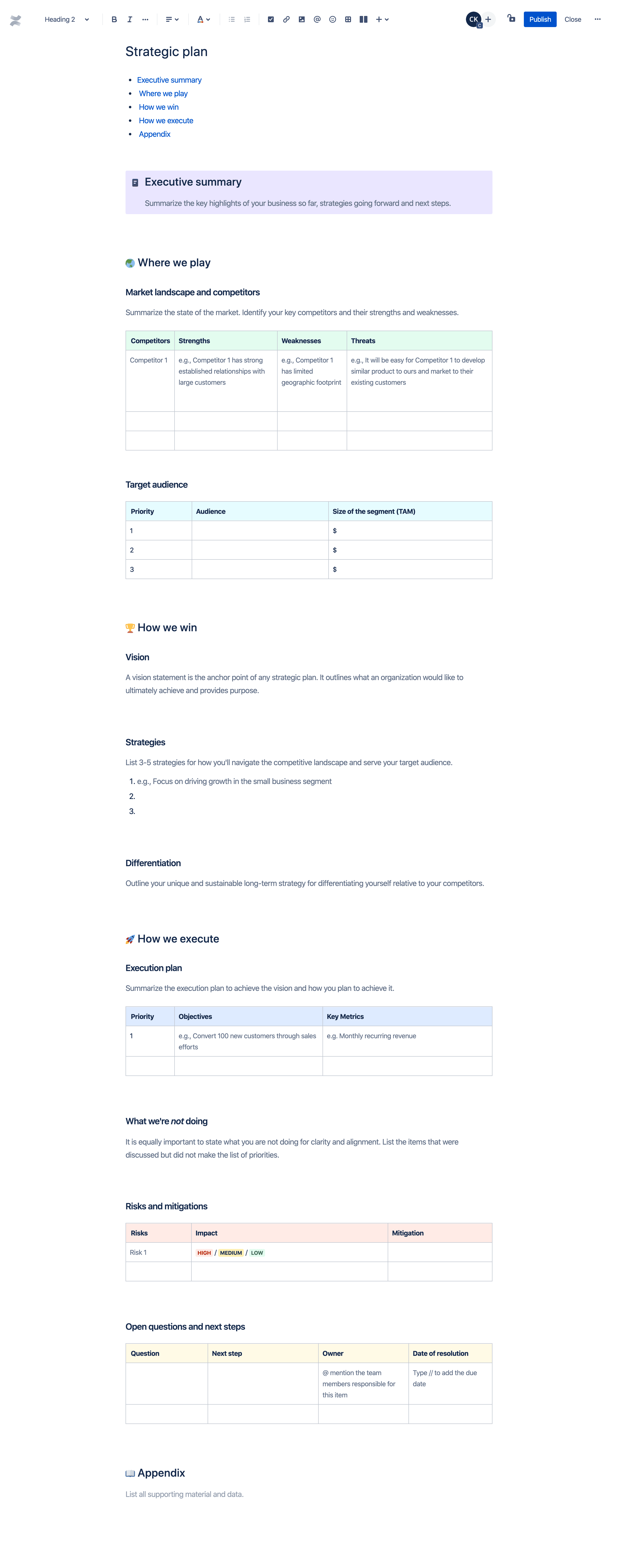 Strategic plan template  Atlassian
