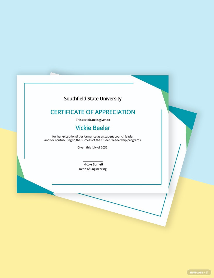 Student Certificate of Appreciation Template - Google Docs  For Certificate Of Appreciation Template Doc