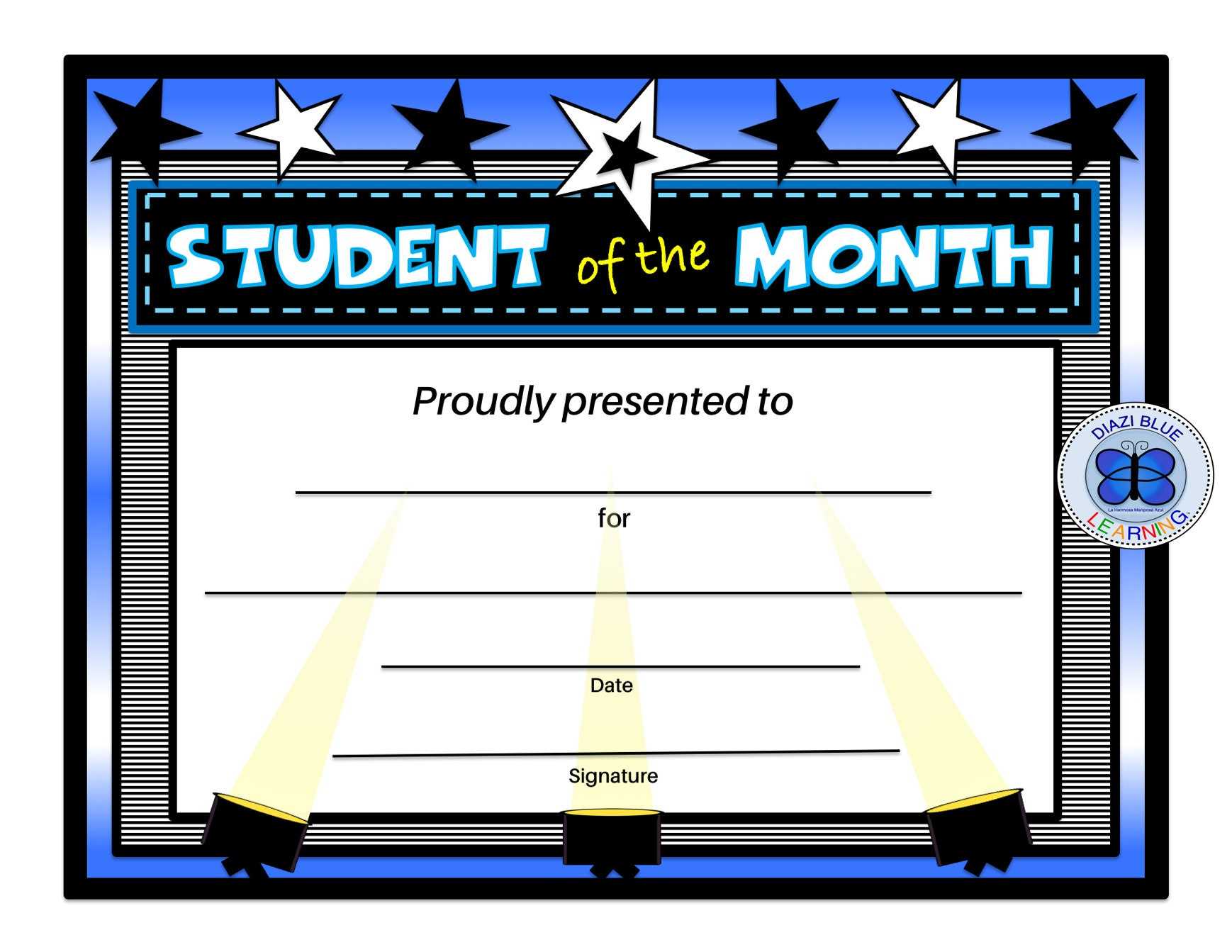 Student Of The Month Certificate Editable PDF Student Of The – Etsy