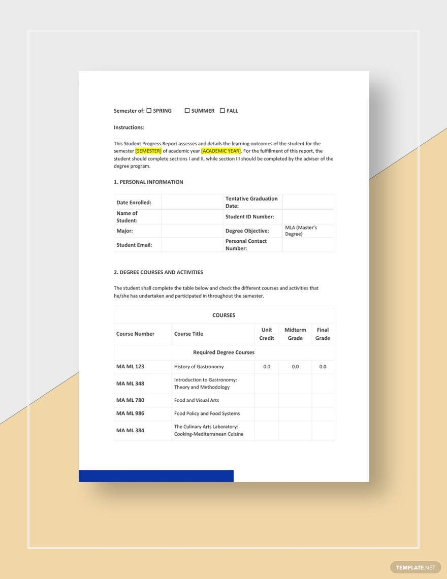 Student Progress Report Template - Google Docs, Word, Apple Pages Throughout Student Progress Report Template
