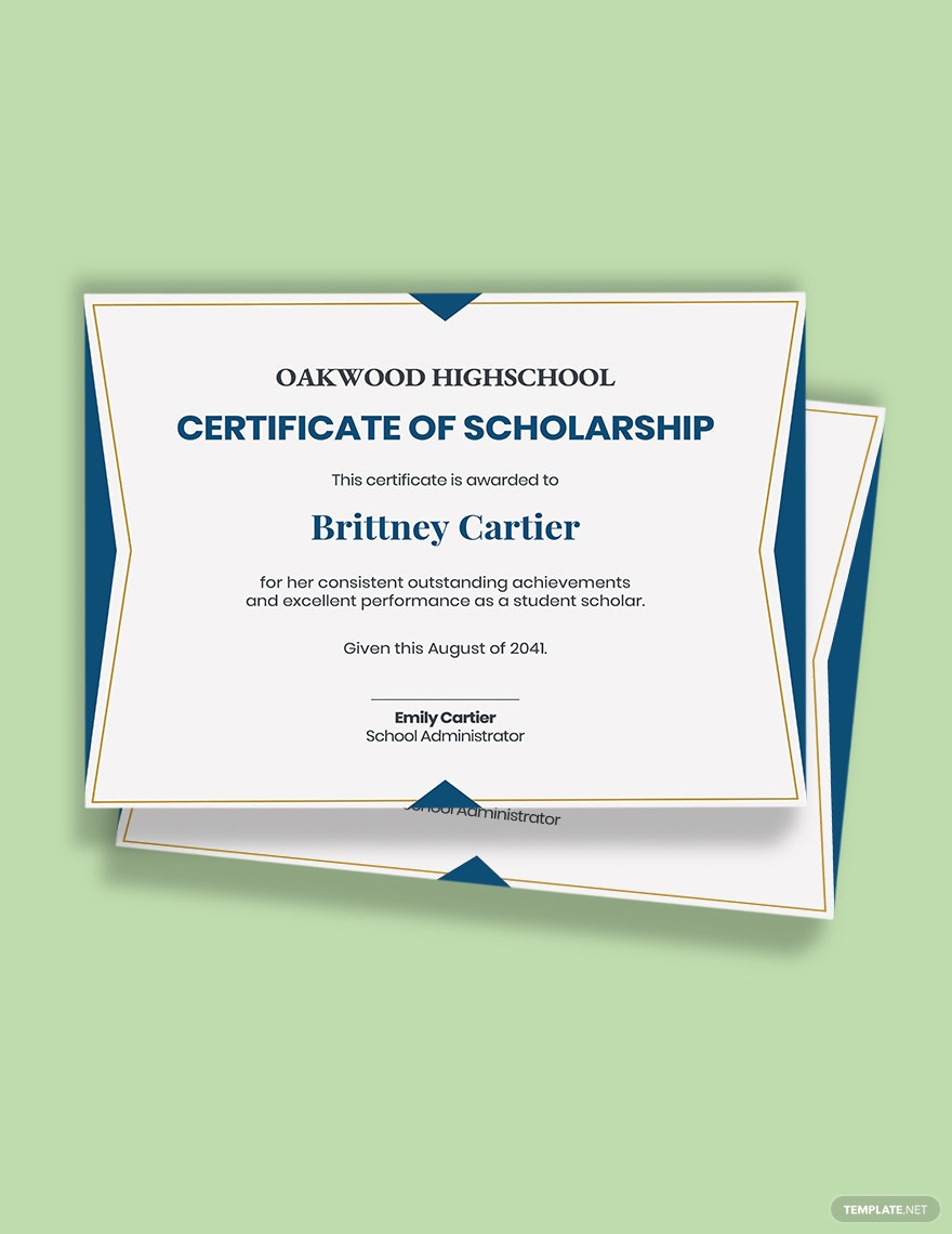 Student Scholarship Certificate Template - Word  Template