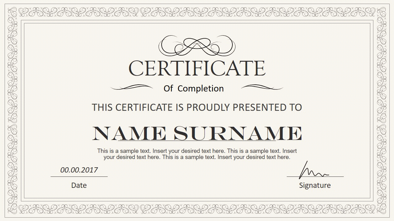 Stylish Certificate PowerPoint Templates Intended For Award Certificate Template Powerpoint