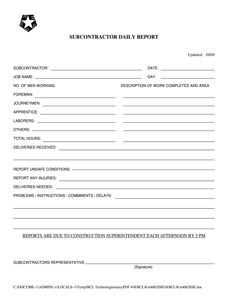 subcontractor daily report template: Fill out & sign online DocHub In Superintendent Daily Report Template subcontractor daily report template: Fill out & sign online DocHub In Superintendent Daily Report Template