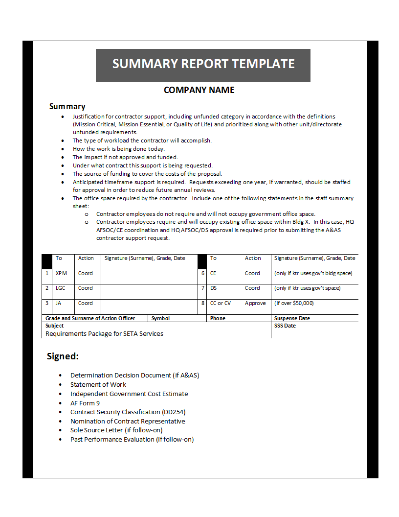 Summary Report Template Within Wrap Up Report Template