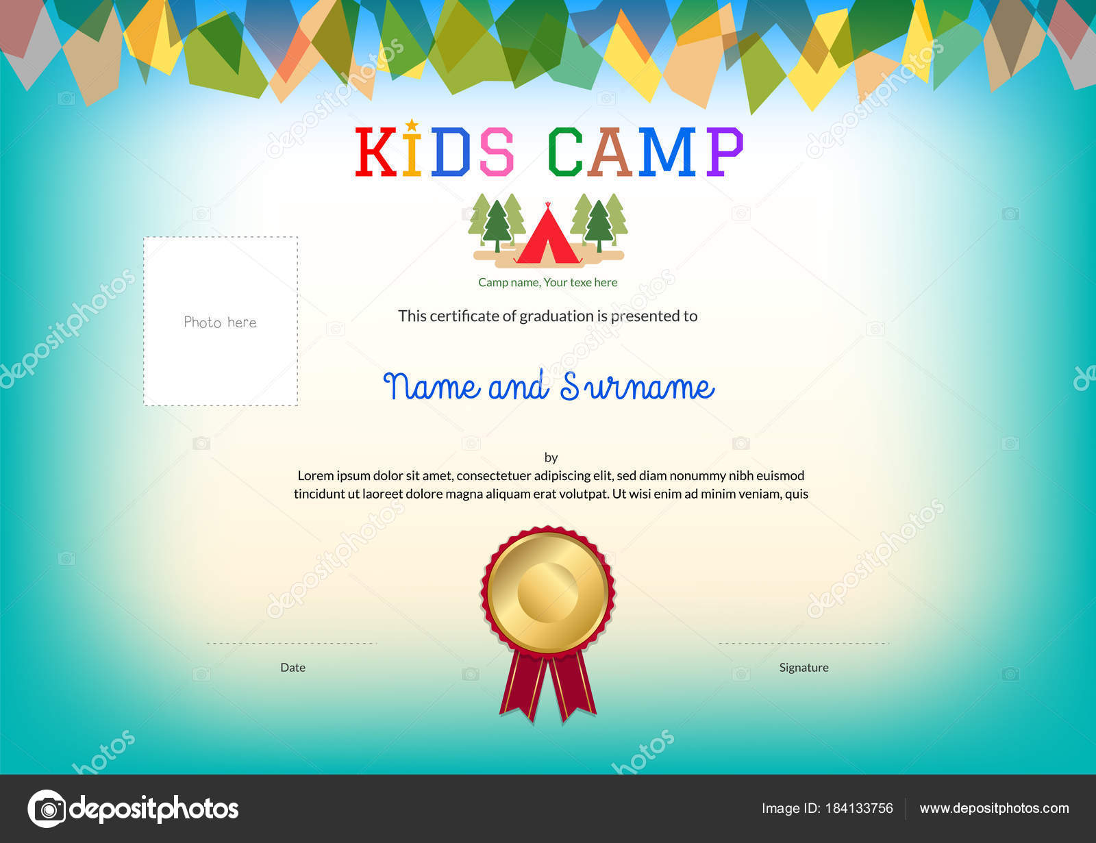 Summer Camp Certificate Stockvektoren, Lizenzfreie Illustrationen  With Regard To Summer Camp Certificate Template