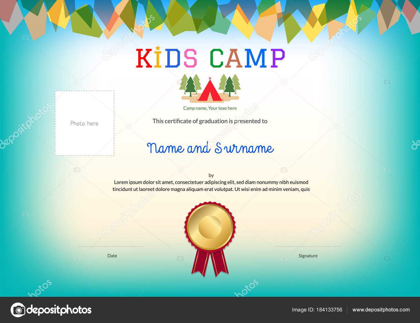 Summer camp certificate Stockvektoren, lizenzfreie Illustrationen  With Regard To Summer Camp Certificate Template