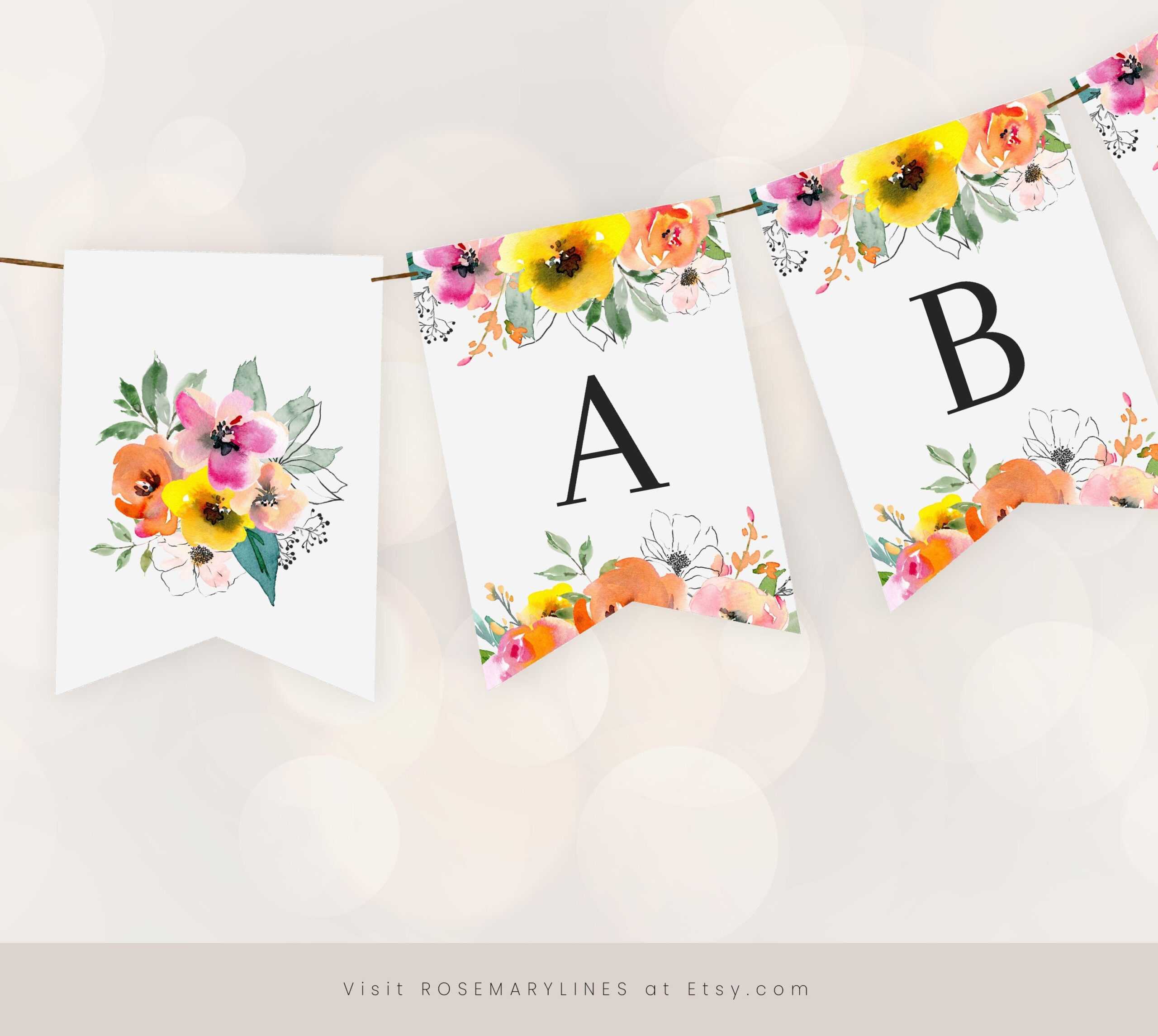 Summer Floral Baby Shower Banner Template Colorful Flowers – Etsy Regarding Diy Baby Shower Banner Template