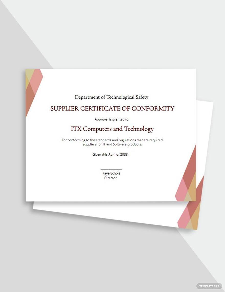 Supplier Certificate Of Conformance Template – Google Docs  For Certificate Of Conformance Template