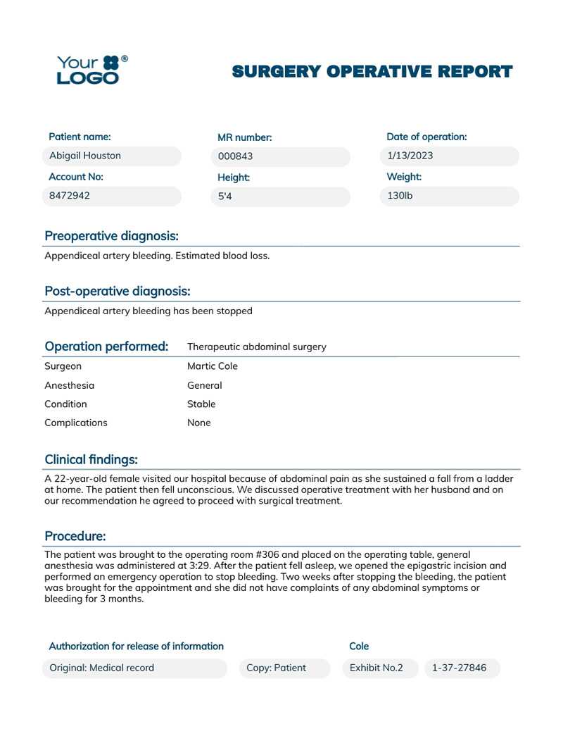 Surgery Operative Report Template  Visme Inside Operative Report Template