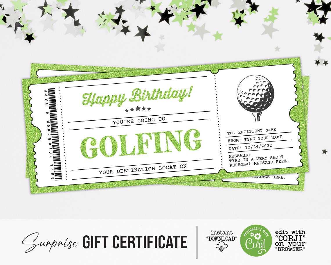 Surprise Golf Gift Certificate Template Golfing Trip Ticket – Etsy Pertaining To Golf Gift Certificate Template