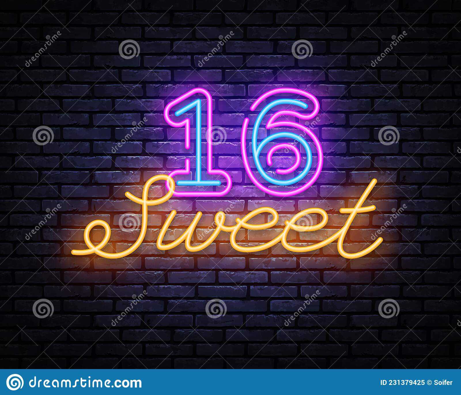 Sweet 10 Neon Sign Vector Design Template