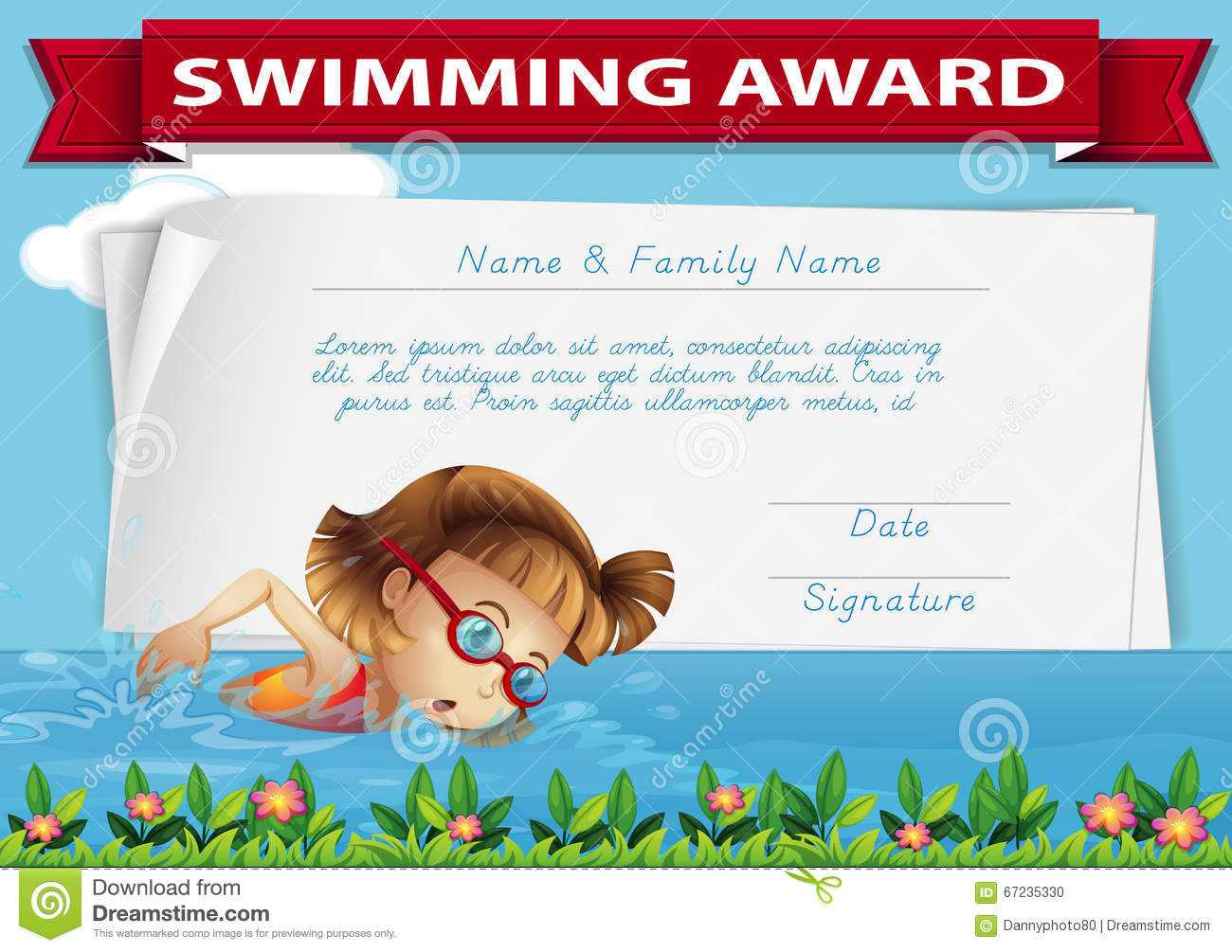 Swimming Award Certificate Template Stock Illustration With Swimming Certificate Templates Free Swimming Award Certificate Template Stock Illustration With Swimming Certificate Templates Free