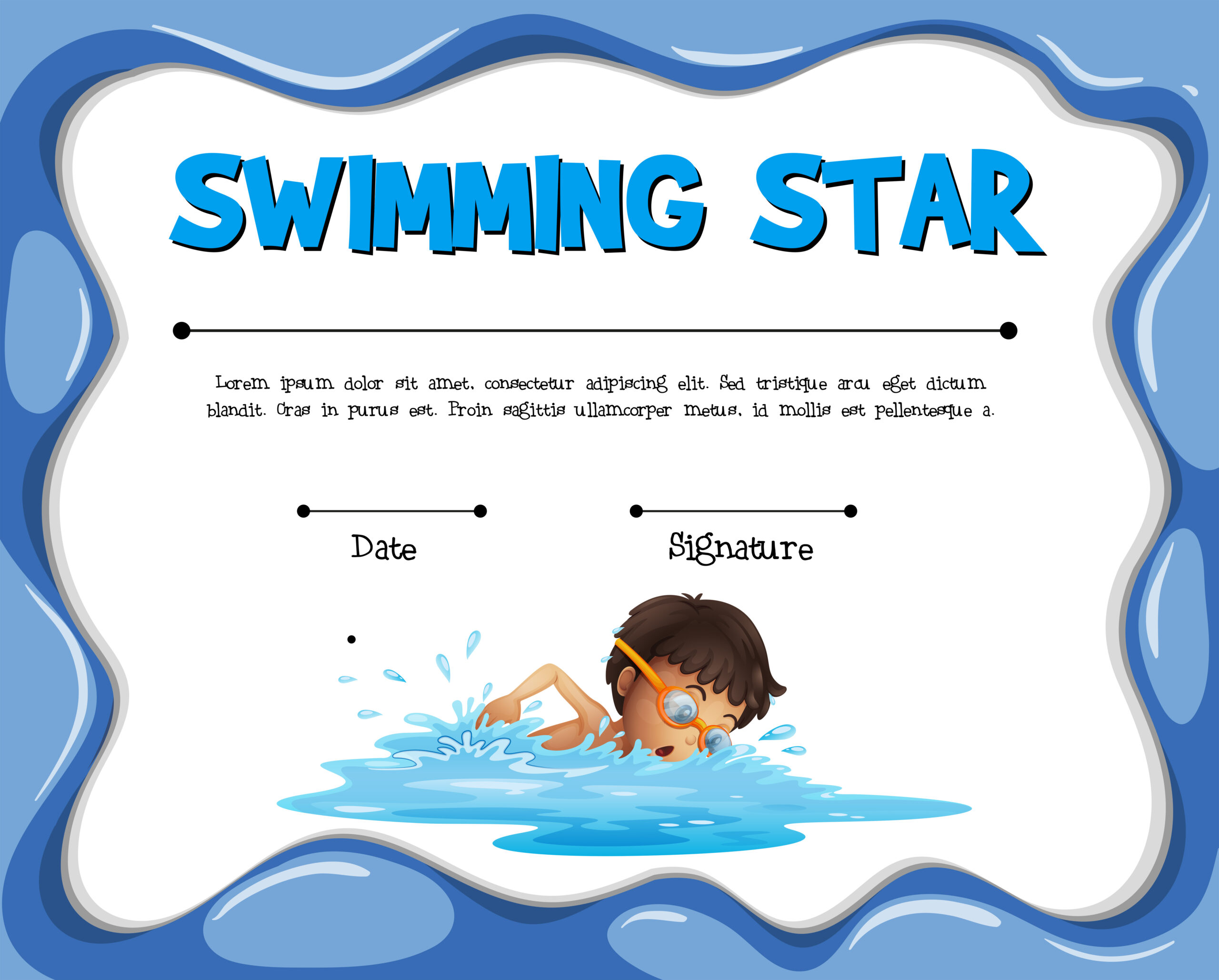 Swimming Certificate Vector Art, Icons, and Graphics for Free Download With Swimming Award Certificate Template