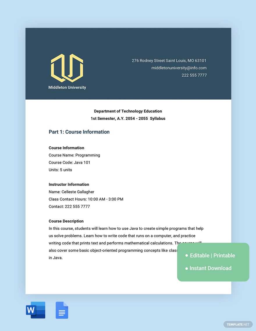 Syllabus Templates – Design, Free, Download  Template